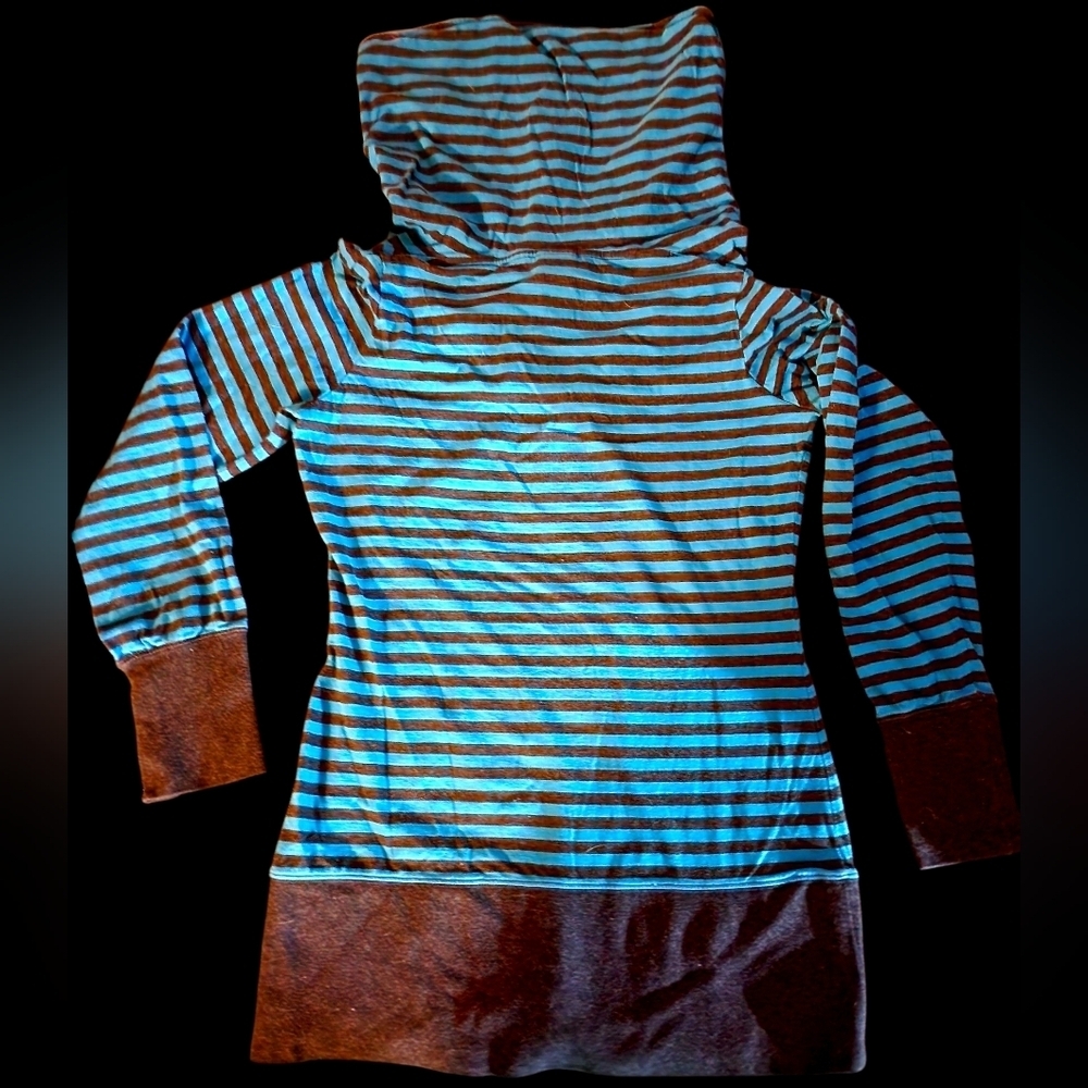 The North Face L/S Tee Women Med Blue/Black 1/2 Zip Cowl Neck Embroidered logo - Picture 6 of 6